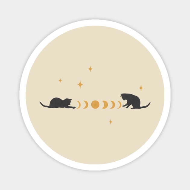 Cat and Moon #3 Magnet by Episodic Drawing